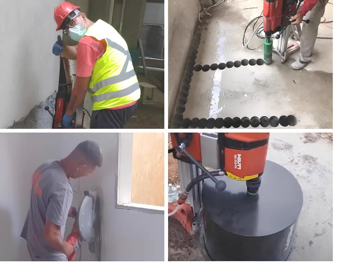 Profissional realizando corte em concreto